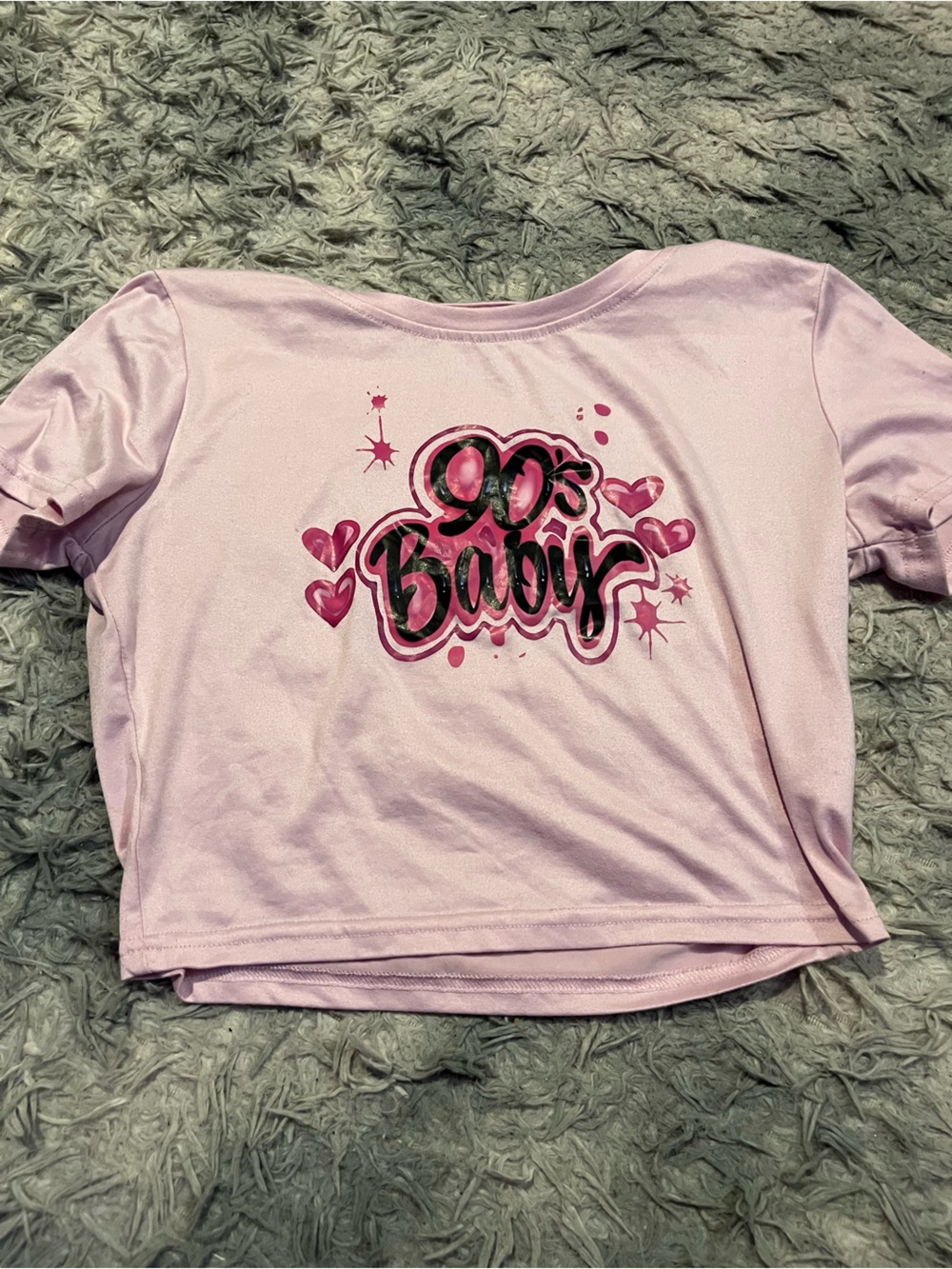 90s Baby Pink Graphic Cropped Tee